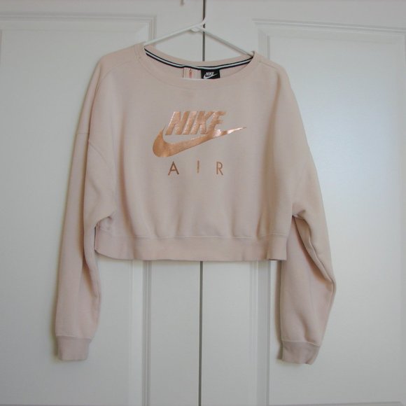 Nike Air Crop Sweatshirt Top Rose Gold Cream